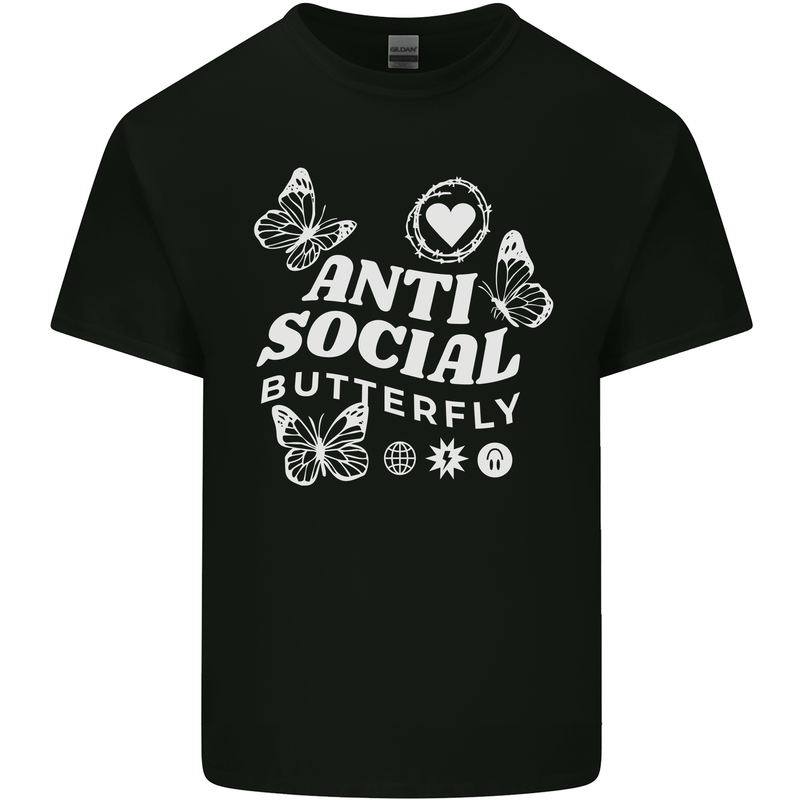 Antisocial Butterfly Funny Kids T-Shirt Childrens Black