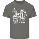 Antisocial Butterfly Funny Kids T-Shirt Childrens Charcoal