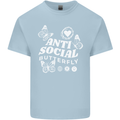 Antisocial Butterfly Funny Kids T-Shirt Childrens Light Blue