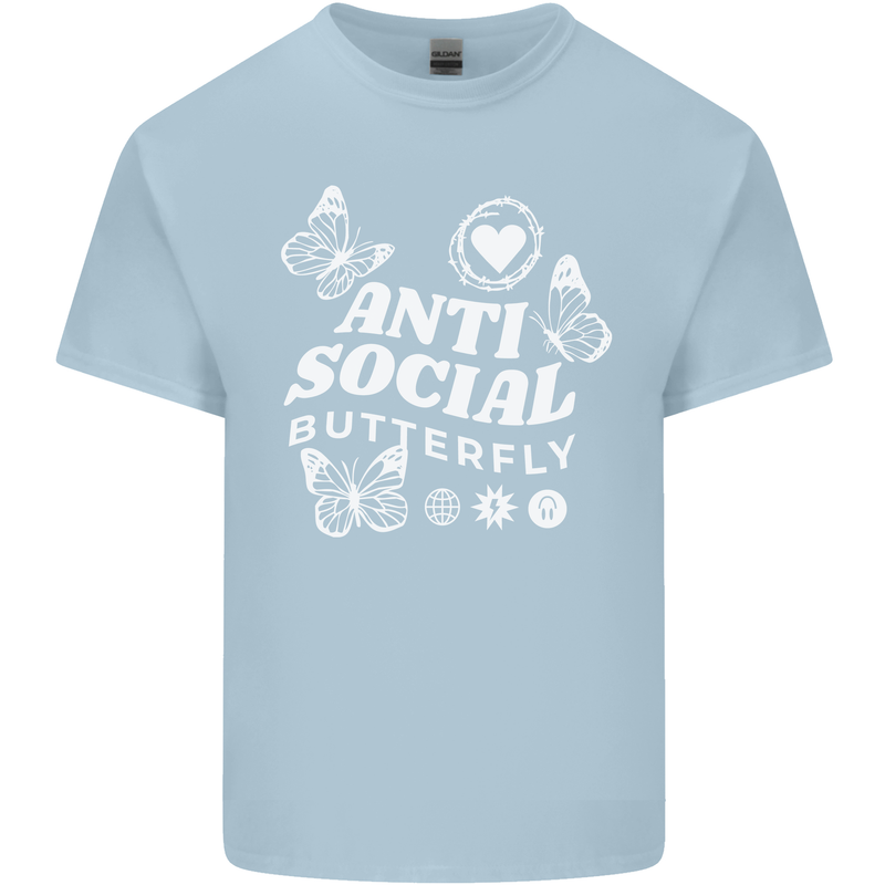 Antisocial Butterfly Funny Kids T-Shirt Childrens Light Blue