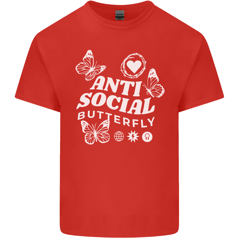 Antisocial Butterfly Funny Kids T-Shirt Childrens Red