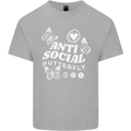 Antisocial Butterfly Funny Kids T-Shirt Childrens Sports Grey