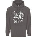 Antisocial Butterfly Funny Mens 80% Cotton Hoodie Charcoal