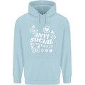 Antisocial Butterfly Funny Mens 80% Cotton Hoodie Light Blue