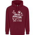 Antisocial Butterfly Funny Mens 80% Cotton Hoodie Maroon