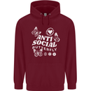 Antisocial Butterfly Funny Mens 80% Cotton Hoodie Maroon