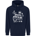 Antisocial Butterfly Funny Mens 80% Cotton Hoodie Navy Blue