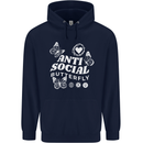 Antisocial Butterfly Funny Mens 80% Cotton Hoodie Navy Blue