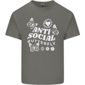 Antisocial Butterfly Funny Mens Cotton T-Shirt Tee Top Charcoal