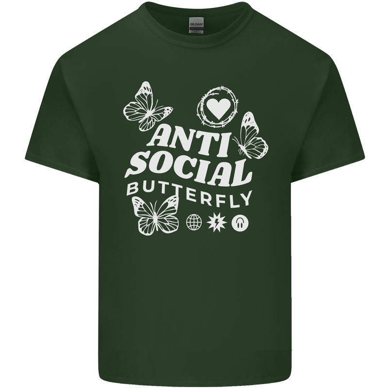 Antisocial Butterfly Funny Mens Cotton T-Shirt Tee Top Forest Green