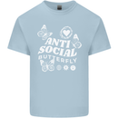 Antisocial Butterfly Funny Mens Cotton T-Shirt Tee Top Light Blue