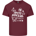 Antisocial Butterfly Funny Mens Cotton T-Shirt Tee Top Maroon