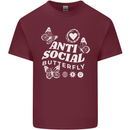Antisocial Butterfly Funny Mens Cotton T-Shirt Tee Top Maroon