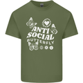 Antisocial Butterfly Funny Mens Cotton T-Shirt Tee Top Military Green