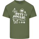 Antisocial Butterfly Funny Mens Cotton T-Shirt Tee Top Military Green