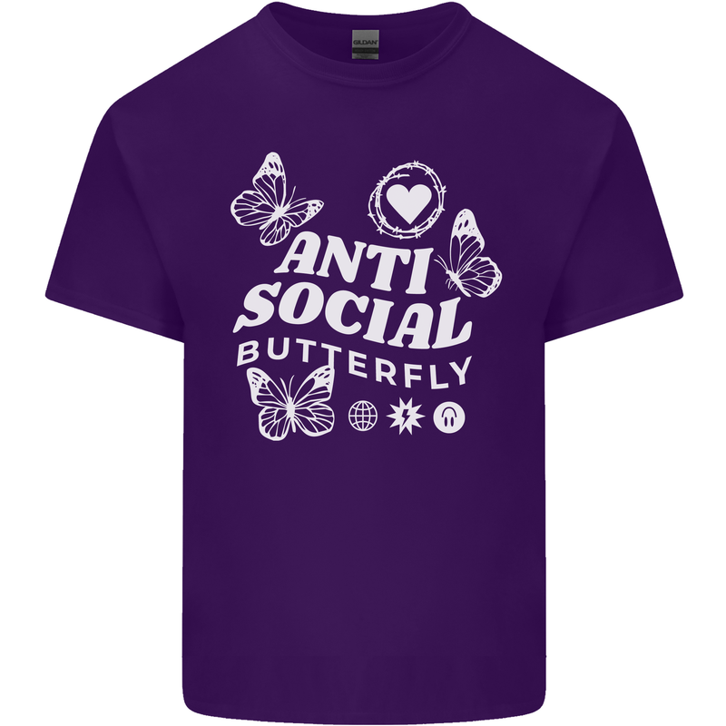 Antisocial Butterfly Funny Mens Cotton T-Shirt Tee Top Purple