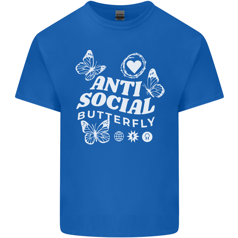 Antisocial Butterfly Funny Mens Cotton T-Shirt Tee Top Royal Blue