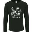 Antisocial Butterfly Funny Mens Long Sleeve T-Shirt Black