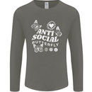 Antisocial Butterfly Funny Mens Long Sleeve T-Shirt Charcoal