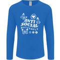 Antisocial Butterfly Funny Mens Long Sleeve T-Shirt Royal Blue