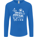 Antisocial Butterfly Funny Mens Long Sleeve T-Shirt Royal Blue