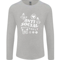 Antisocial Butterfly Funny Mens Long Sleeve T-Shirt Sports Grey
