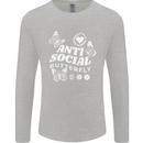 Antisocial Butterfly Funny Mens Long Sleeve T-Shirt Sports Grey