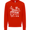 Antisocial Butterfly Funny Mens Sweatshirt Jumper Bright Red