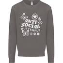 Antisocial Butterfly Funny Mens Sweatshirt Jumper Charcoal
