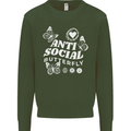 Antisocial Butterfly Funny Mens Sweatshirt Jumper Forest Green