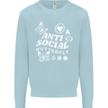 Antisocial Butterfly Funny Mens Sweatshirt Jumper Light Blue