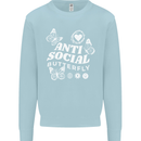 Antisocial Butterfly Funny Mens Sweatshirt Jumper Light Blue
