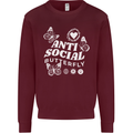 Antisocial Butterfly Funny Mens Sweatshirt Jumper Maroon