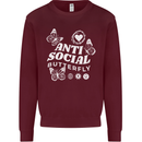 Antisocial Butterfly Funny Mens Sweatshirt Jumper Maroon
