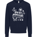 Antisocial Butterfly Funny Mens Sweatshirt Jumper Navy Blue