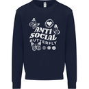 Antisocial Butterfly Funny Mens Sweatshirt Jumper Navy Blue