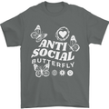 Antisocial Butterfly Funny Mens T-Shirt 100% Cotton Charcoal