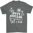 Antisocial Butterfly Funny Mens T-Shirt 100% Cotton Charcoal