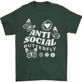 Antisocial Butterfly Funny Mens T-Shirt 100% Cotton Forest Green