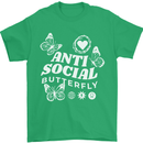Antisocial Butterfly Funny Mens T-Shirt 100% Cotton Irish Green