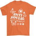 Antisocial Butterfly Funny Mens T-Shirt 100% Cotton Orange