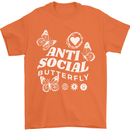 Antisocial Butterfly Funny Mens T-Shirt 100% Cotton Orange