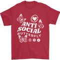 Antisocial Butterfly Funny Mens T-Shirt 100% Cotton Red