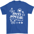Antisocial Butterfly Funny Mens T-Shirt 100% Cotton Royal Blue