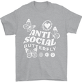 Antisocial Butterfly Funny Mens T-Shirt 100% Cotton Sports Grey