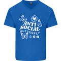 Antisocial Butterfly Funny Mens V-Neck Cotton T-Shirt Royal Blue