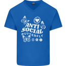 Antisocial Butterfly Funny Mens V-Neck Cotton T-Shirt Royal Blue