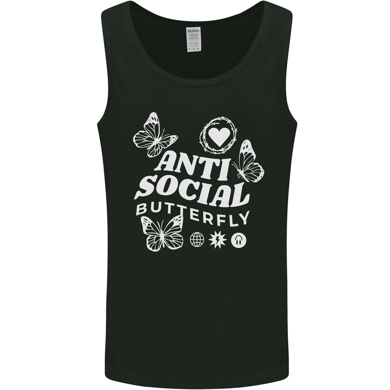 Antisocial Butterfly Funny Mens Vest Tank Top Black