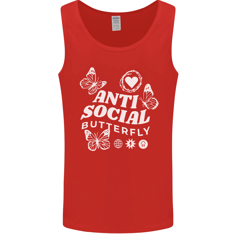 Antisocial Butterfly Funny Mens Vest Tank Top Red