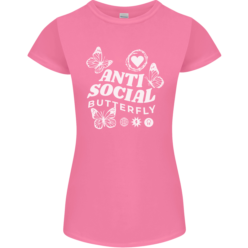 Antisocial Butterfly Funny Womens Petite Cut T-Shirt Azalea